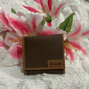 Lancel Paris Brown Textured Snap Folding Coin Pouch EUC